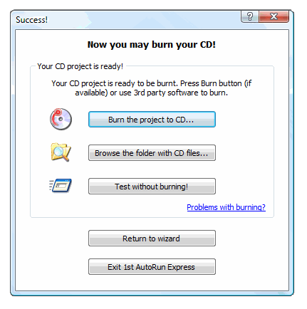 Now you may burn your CD
