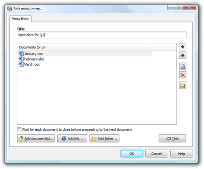 Several documents are specified for a menu entry to run. Click to enlarge...