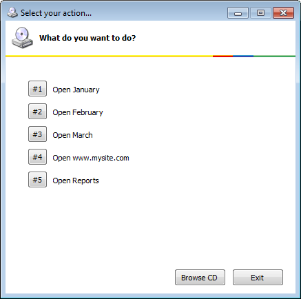 Autorun menu with changed default button title