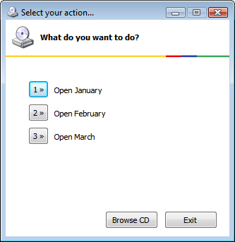 Autorun menu with one entry per document