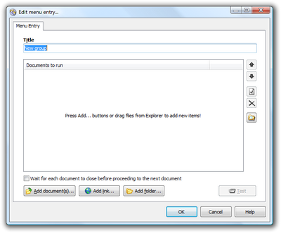Editing new group menu entry which contains several documents to autorun. Click to enlarge...
