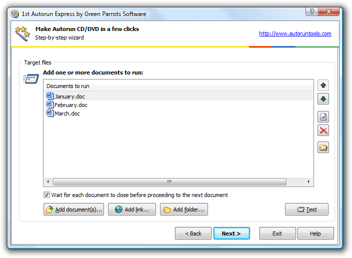 Several documents are set to autorun automatically on CD insertion.