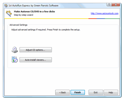 Advanced settings for autorun CD. Click to enlarge...